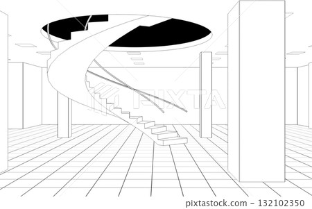 empty pavilion, contour visualization, 3D illustration, sketch, outline empty pavilion, contour visualization, 3D illustration, sketch, outline 132102350