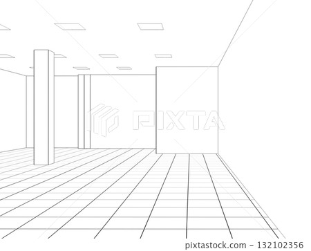 empty pavilion, contour visualization, 3D illustration, sketch, outline empty pavilion, contour visualization, 3D illustration, sketch, outline 132102356