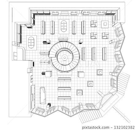 shopping mall, contour visualization, 3D illustration, sketch, outline shopping mall, contour visualization, 3D illustration, sketch, outline 132102382