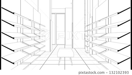 shopping mall, contour visualization, 3D illustration, sketch, outline shopping mall, contour visualization, 3D illustration, sketch, outline 132102393
