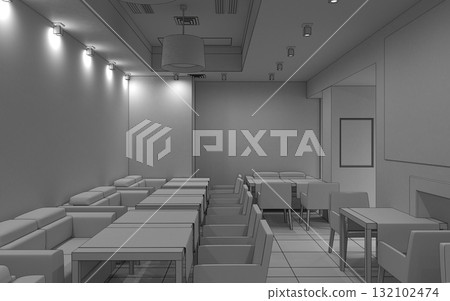 restaurant, interior visualization, 3D illustration restaurant, interior visualization, 3D illustration 132102474
