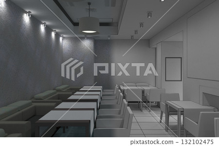 restaurant, interior visualization, 3D illustration restaurant, interior visualization, 3D illustration 132102475