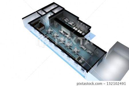 restaurant, interior visualization, 3D illustration 132102491