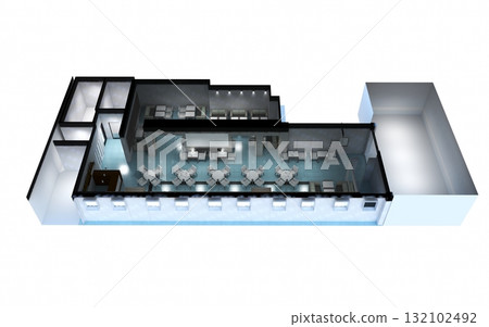 restaurant, interior visualization, 3D illustration 132102492