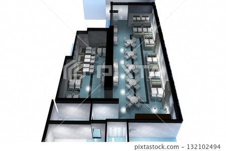 restaurant, interior visualization, 3D illustration restaurant, interior visualization, 3D illustration 132102494