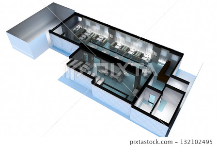 restaurant, interior visualization, 3D illustration restaurant, interior visualization, 3D illustration 132102495