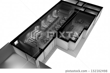 restaurant, interior visualization, 3D illustration 132102498