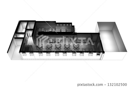 restaurant, interior visualization, 3D illustration restaurant, interior visualization, 3D illustration 132102500