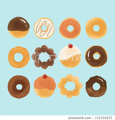 各種甜甜圈的插圖集 各種甜甜圈的插圖集 132102672