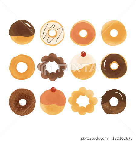 各種甜甜圈的插圖集 各種甜甜圈的插圖集 132102673