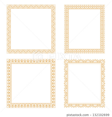 Set of decorative frames Elegant vector element for design in Eastern style, place for text. Floral golden and white borders. Lace illustration for invitations and greeting cards Set of decorative frames Elegant vector element for design in Eastern style, place for text. Floral golden and white borders. Lace illustration for invitations and greeting cards 132102699