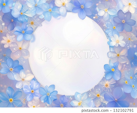 藍白花卉框架（AI 產生的圖像） 132102791
