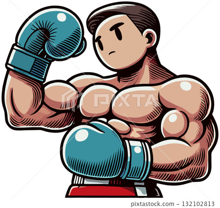 戴著藍色拳擊手套的拳擊手 132102813