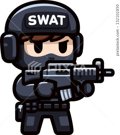 特警隊員的插圖 132102850