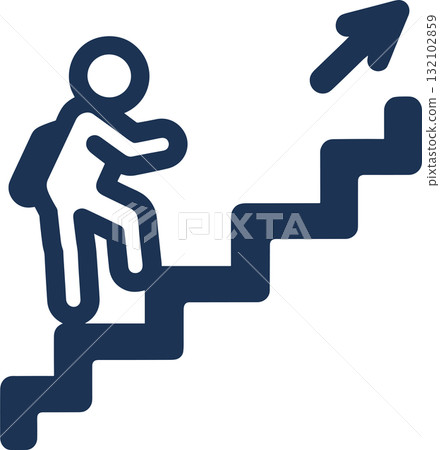 Illustration of a person climbing the stairs Illustration of a person climbing the stairs 132102859