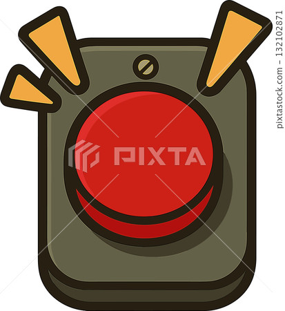 牆上紅色按鈕的插圖 132102871