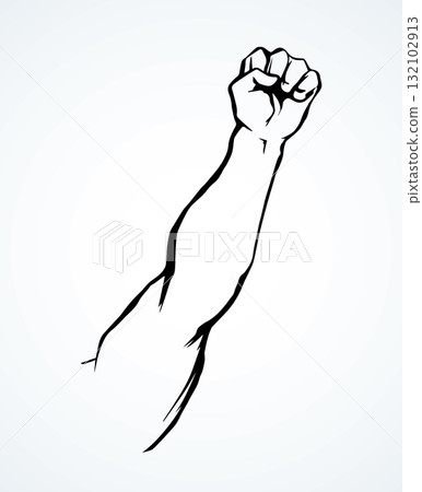 Hand with an elongated fist. Vector drawing Hand with an elongated fist. Vector drawing 132102913