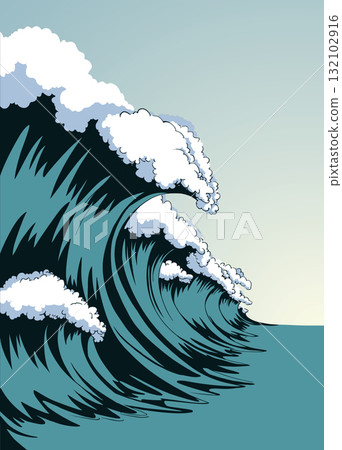 A big wave. Vector tsunami drawing A big wave. Vector tsunami drawing 132102916