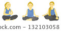 瑜珈冥想女人插畫集 132103058