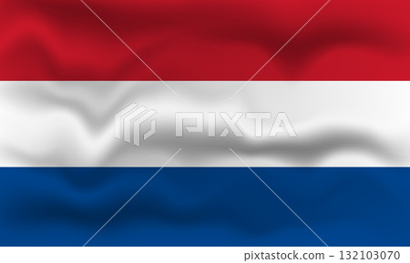Detailed illustration of the Netherlands flag with a waving effect. Detailed illustration of the Netherlands flag with a waving effect. 132103070