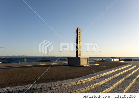 Early morning view of Cape Oma *Monument marking the northernmost point of Honshu at Cape Oma Early morning view of Cape Oma *Monument marking the northernmost point of Honshu at Cape Oma 132103296