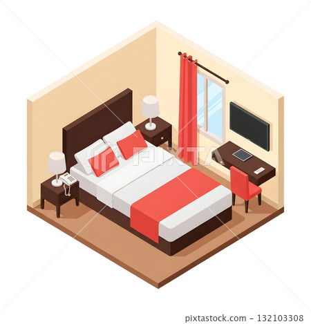 Isometric illustration of a single room Isometric illustration of a single room 132103308
