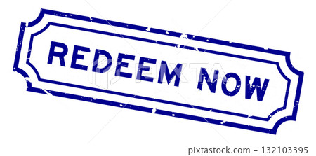 Grunge blue redeem now word square rubber stamp on white background Grunge blue redeem now word square rubber stamp on white background 132103395