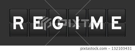 Black color analog flip board with word refime on gray background Black color analog flip board with word refime on gray background 132103431