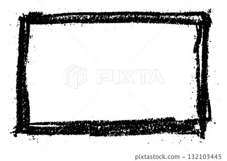Grunge black chalk textured brush as square frame on white background (Vector) 132103445