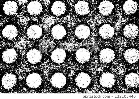 Grunge black and white texture in round shape (Vector). Use for decoration, aging or old layer 132103446