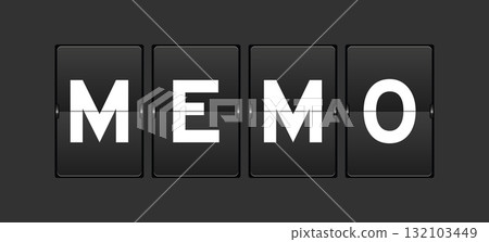Black color analog flip board with word memo on gray background 132103449