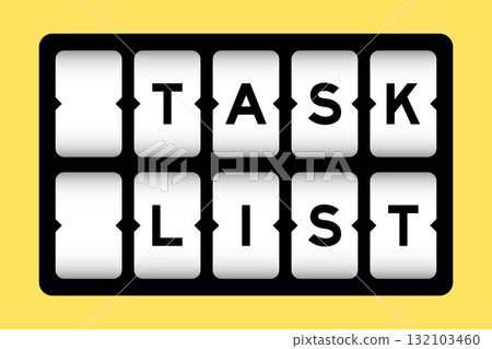 Black color in word task list on slot banner with yellow color background Black color in word task list on slot banner with yellow color background 132103460