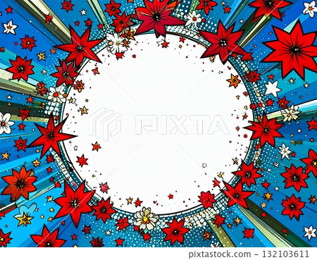 五顏六色的花朵和輻射背景/框架(AI 生成的圖像) 五顏六色的花朵和輻射背景/框架(AI 生成的圖像) 132103611