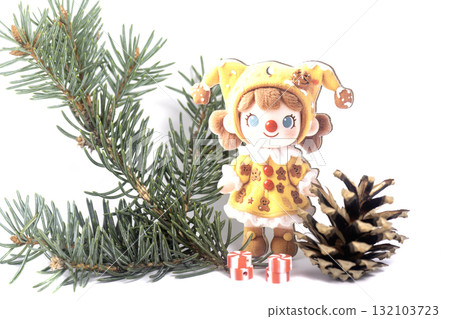 Christmas landscape with gifts and snow. Merry christmas and happy new year . Christmas landscape with gifts and snow. Merry christmas and happy new year . 132103723