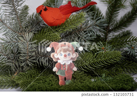 Christmas landscape with gifts and snow. Merry christmas and happy new year . Christmas landscape with gifts and snow. Merry christmas and happy new year . 132103731