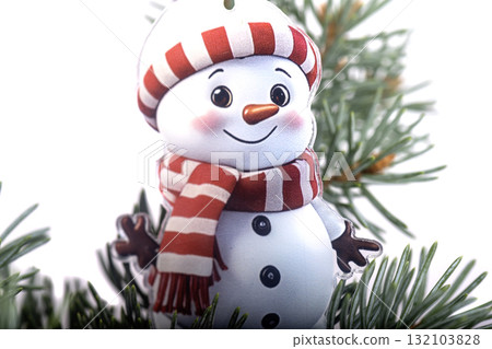 Christmas landscape with gifts and snow. Merry christmas and happy new year . Christmas celebration holiday background 132103828