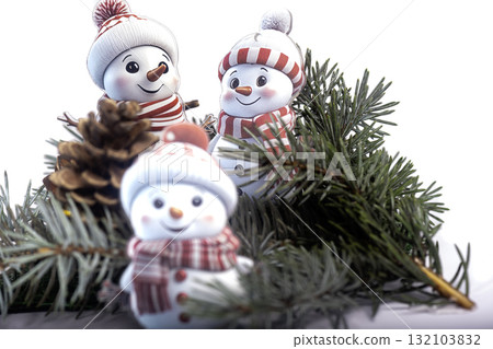 Christmas landscape with gifts and snow. Merry christmas and happy new year . Christmas celebration holiday background 132103832