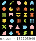 Colorful Abstract Shapes Grid With Bold Geometric Icons On Black Background For Modern Design. Vector Colorful Abstract Shapes Grid With Bold Geometric Icons On Black Background For Modern Design. Vector 132103949
