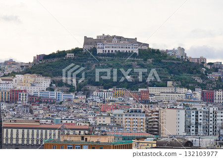 Castel Sant'Elmo and Certosa di San Martino on the top of the city in Naples, Italy 132103977