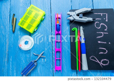 Fishing tools. Fisherman's tools. Accessories for fishing. 132104479