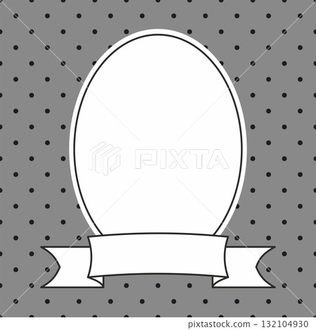 Hand drawn photo vector frame on polka dots grey background 132104930