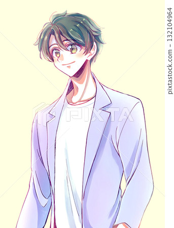 Refreshing man, black hair, spring image 132104964