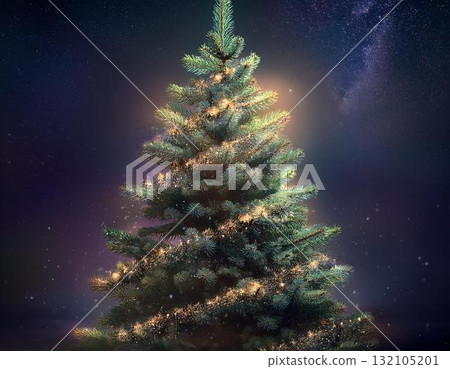 Fantastic Christmas tree illustration (outdoors) (AI generated image) Fantastic Christmas tree illustration (outdoors) (AI generated image) 132105201