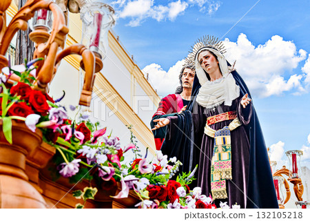 Holy Week festivities with the Brotherhood of the Third Word in Alcala de Guadaira, Seville, Andalusia 132105218