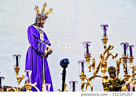 Holy Week celebrations with the procession of Jesus Cautivo in Alcala de Guadaira, Seville, Andalusia 132105267