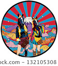 Pop and modern New Year's card for the Year of the Horse: Mt. Fuji and a fashion horse (2026) 132105308
