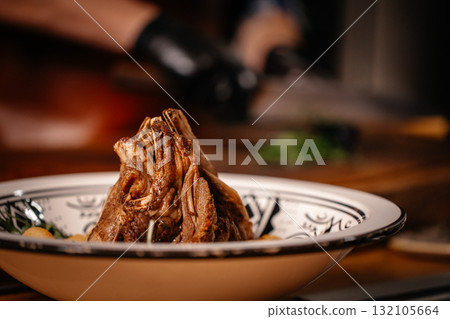Lamb Ribs Meat Dish Served Lamb Ribs Meat Dish Served 132105664