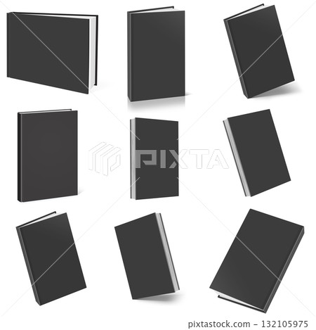 Abstract closed black book diary blank cover 132105975