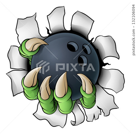 Bowling Ball Claw Cartoon Monster Animal Hand 132106094
