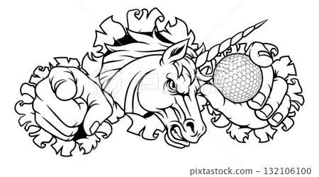 Unicorn Horse Golf Sports Team Mascot Design 132106100